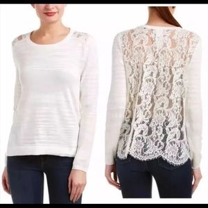 CAbi Sophia Lace Sweater White Size M Style#5005